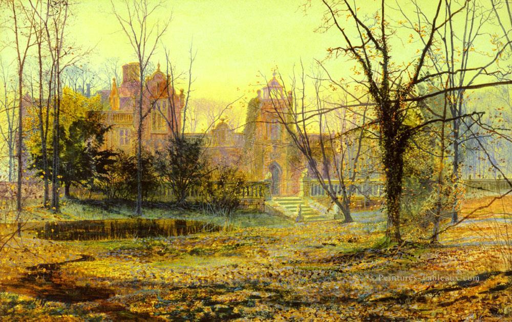 Soirée Knostrop Old Hall scènes de la ville paysage John Atkinson Grimshaw paysages urbains Peintures à l'huile